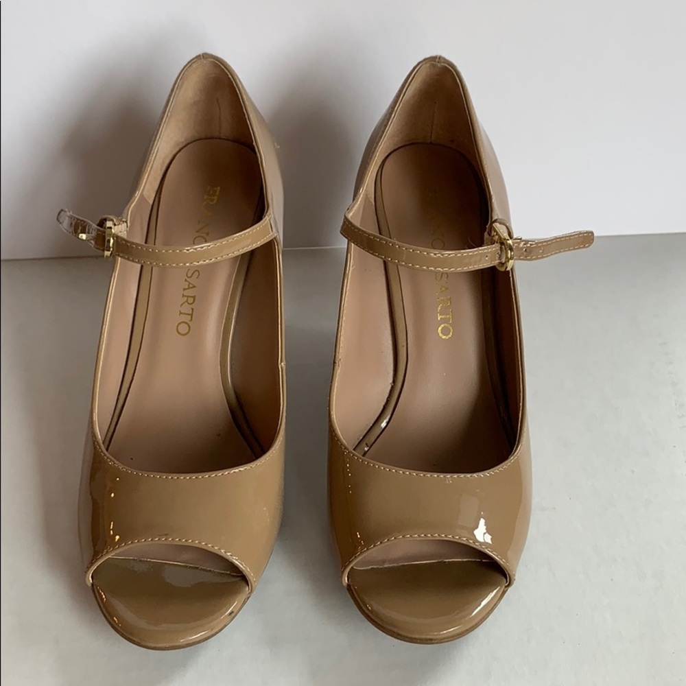 Franco sarto. Open wedge ankle strap pump